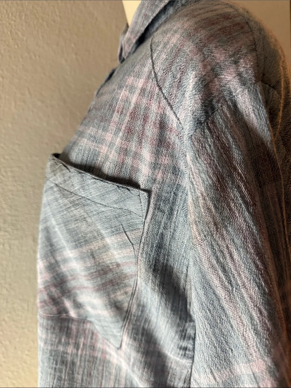 Free People Grey Plaid Button-Down Shirt XS